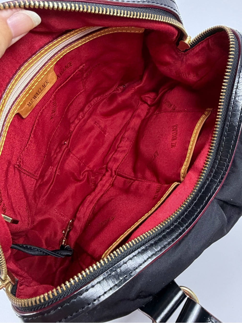 MZ Wallace Bedford Satchel Black Bedford Nylon Patent Leather Trim Gold Hardware - Picture 11 of 16